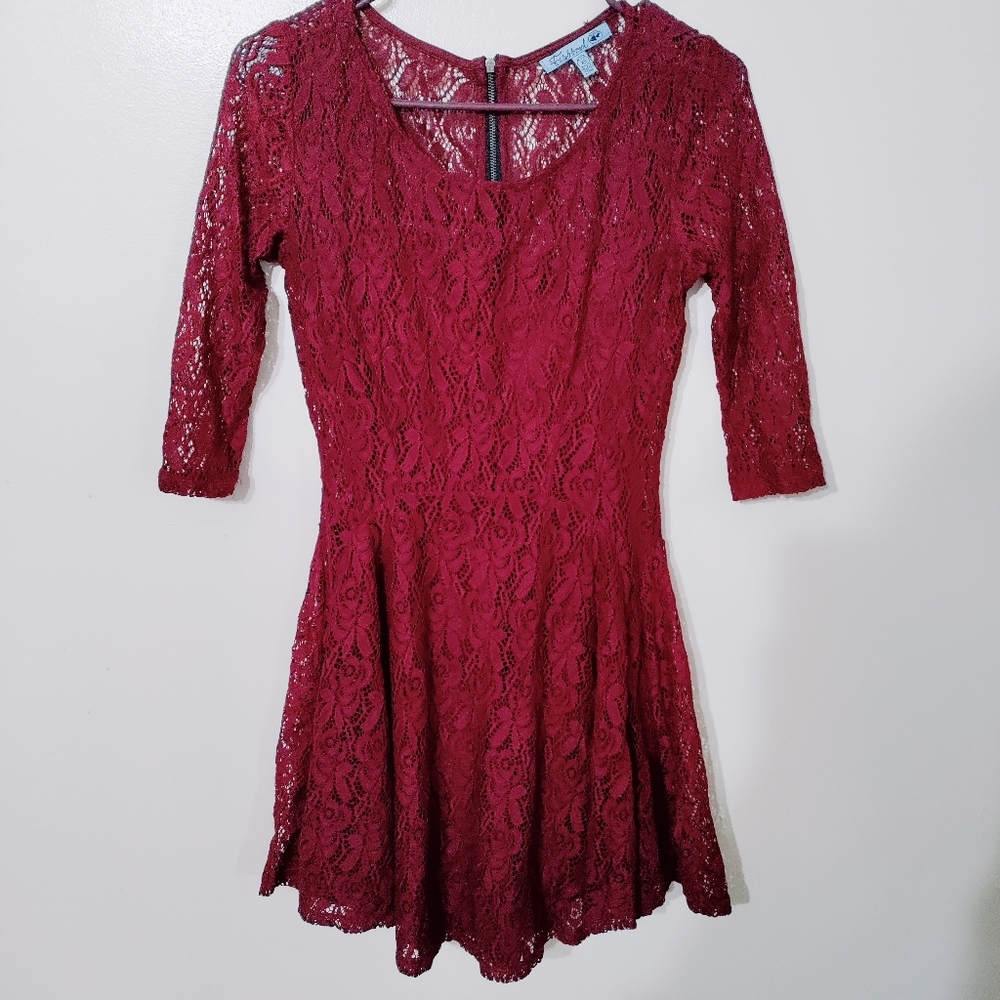 Women's Lace red wine dress